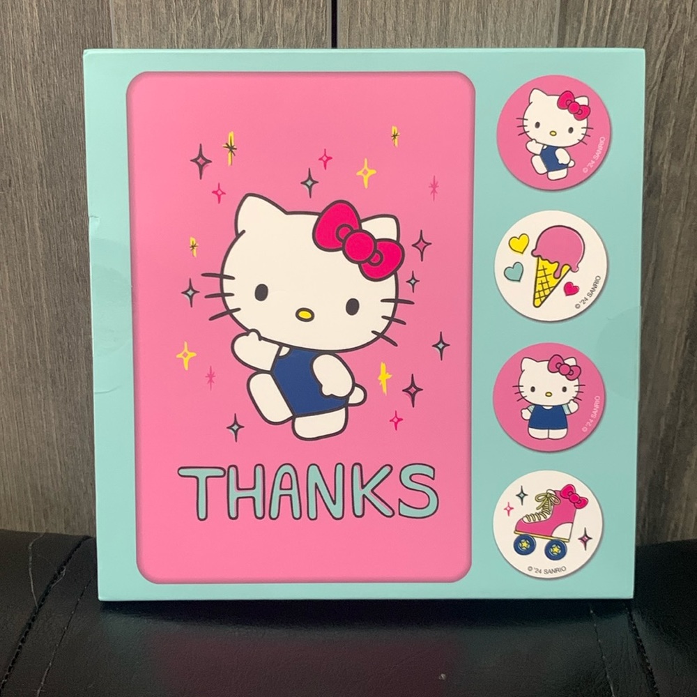 Sanrio Hello Kitty Box Of 12 Assorted Note Card Set & Stickers New In Box